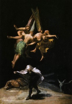 フランシスコ・ゴヤ Painting - 空中の魔女たち ロマンチックな現代フランシスコ・ゴヤ